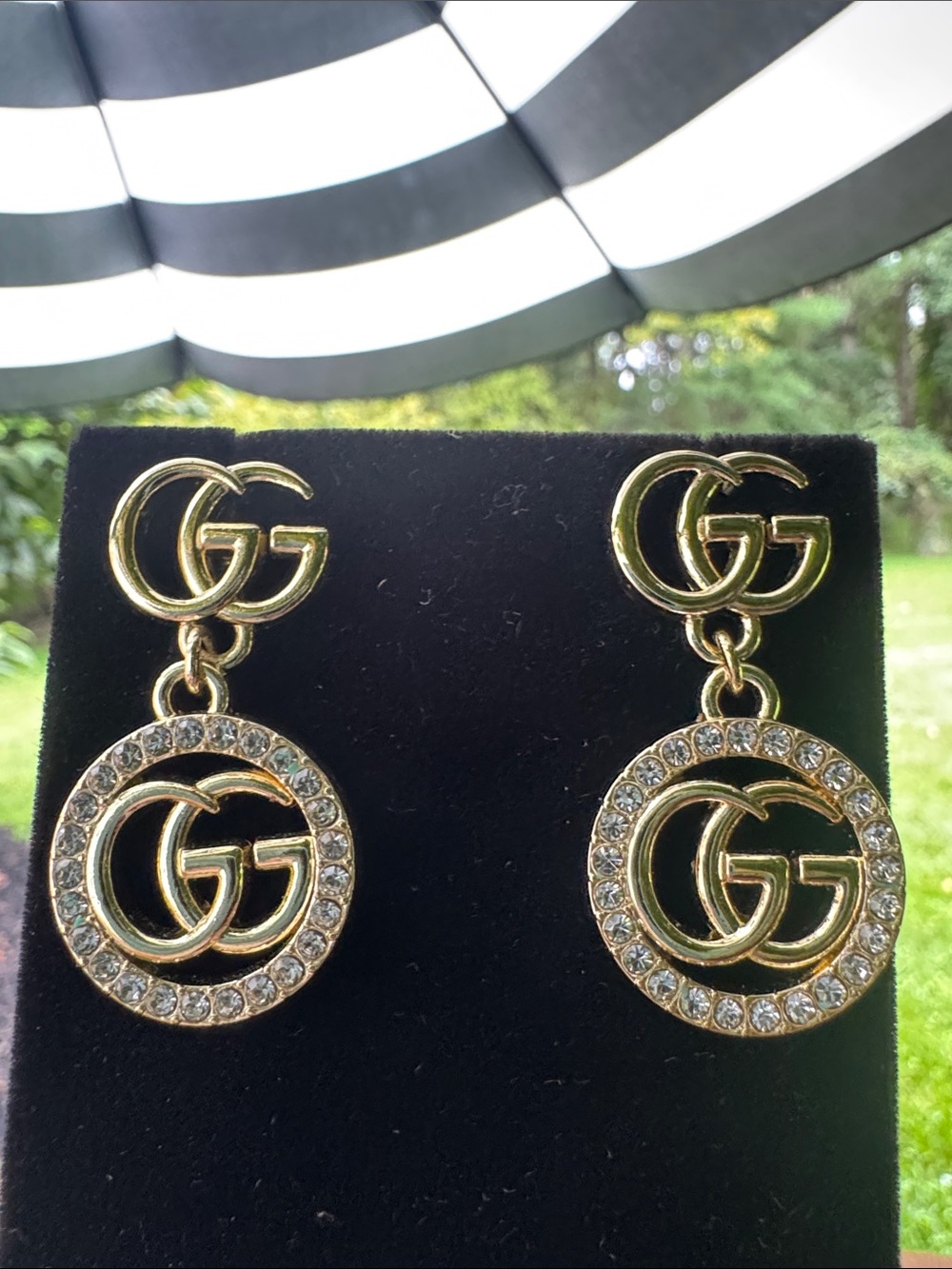 Earrings Gold tone Crystal Hoop Drop Earrings